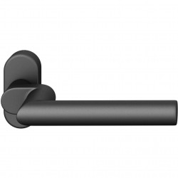 FSB Profiltür-Halbgarnitur 1076 verkröpft Rosette oval Alu schwarz eloxiert