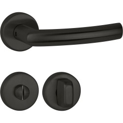 Hermat Drückergarnitur Basic 07 S2 Tec Clip Rosette Classic Black, ähnlich RAL 9005 Bad / WC