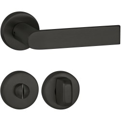 Hermat Drückergarnitur Basic 13 S2 Tec Clip Rosette Classic Black, ähnlich RAL 9005 Bad / WC