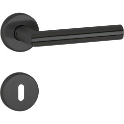 Hermat Drückergarnitur Basic 02 S2 Tec Clip Rosette Classic Black, ähnlich RAL 9005 BB