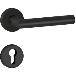 Hermat Drückergarnitur Basic 02 S2 Tec Clip Rosette Classic Black, ähnlich RAL 9005 PZ