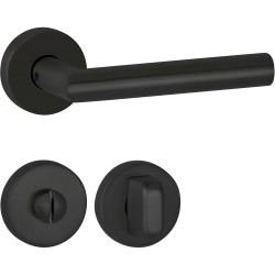 Hermat Drückergarnitur Basic 02 S2 Tec Clip Rosette Classic Black, ähnlich RAL 9005 Bad / WC